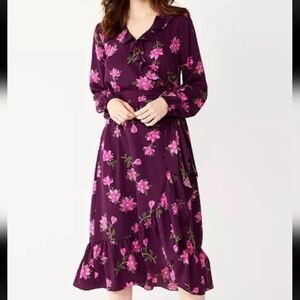 Draper James Midi Floral Burgundy Wrap Dress